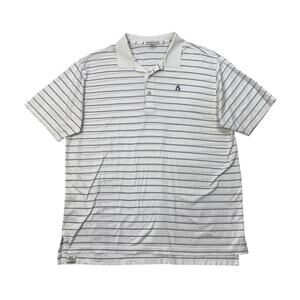 Peter Millar Shirt Mens XL Extra Large White Pink Striped Droptail Golf Polo